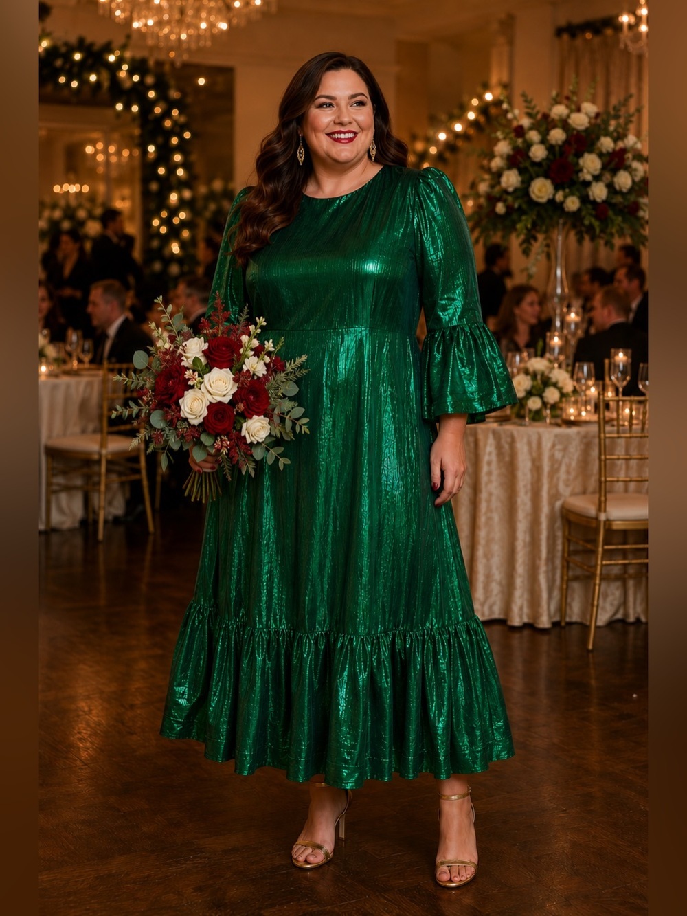 NWT! Pomander Place Tuckernuck Emerald Crinkle Lurex Lillith Dress Size 2X